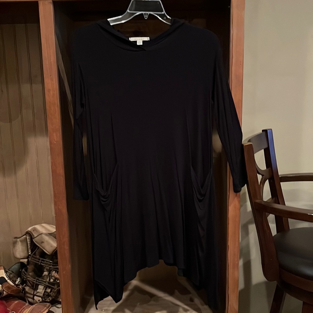 NWOT long sleeve hooded black dress in small